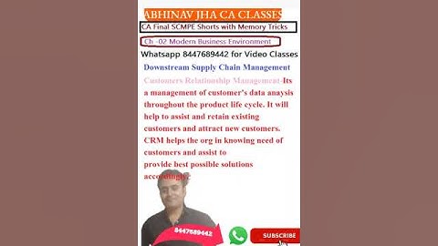 SCMPE Revision #shorts Ch 02 Modern Business  II Supply Chain CRM Concepts II CA Guruji Abhinav Jha