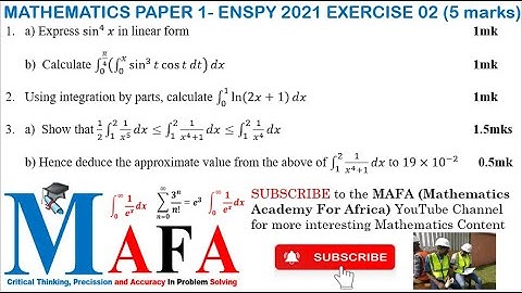 INTEGRATION OF TRIG FUNCTIONS || INTEGRAL INEQUALITIES || TRIG INDENTITIES: ENSPY 2021 MATHS 1 EXO 2