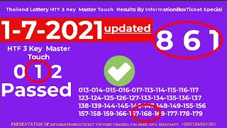 1-7-2021-Thailand Lottery HTF 3 Key  Master Touch  Results By InformationBoxTicket Special-2021