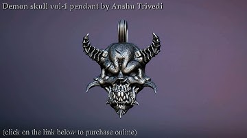 Demon biker skull Pendant Design for 3d printing