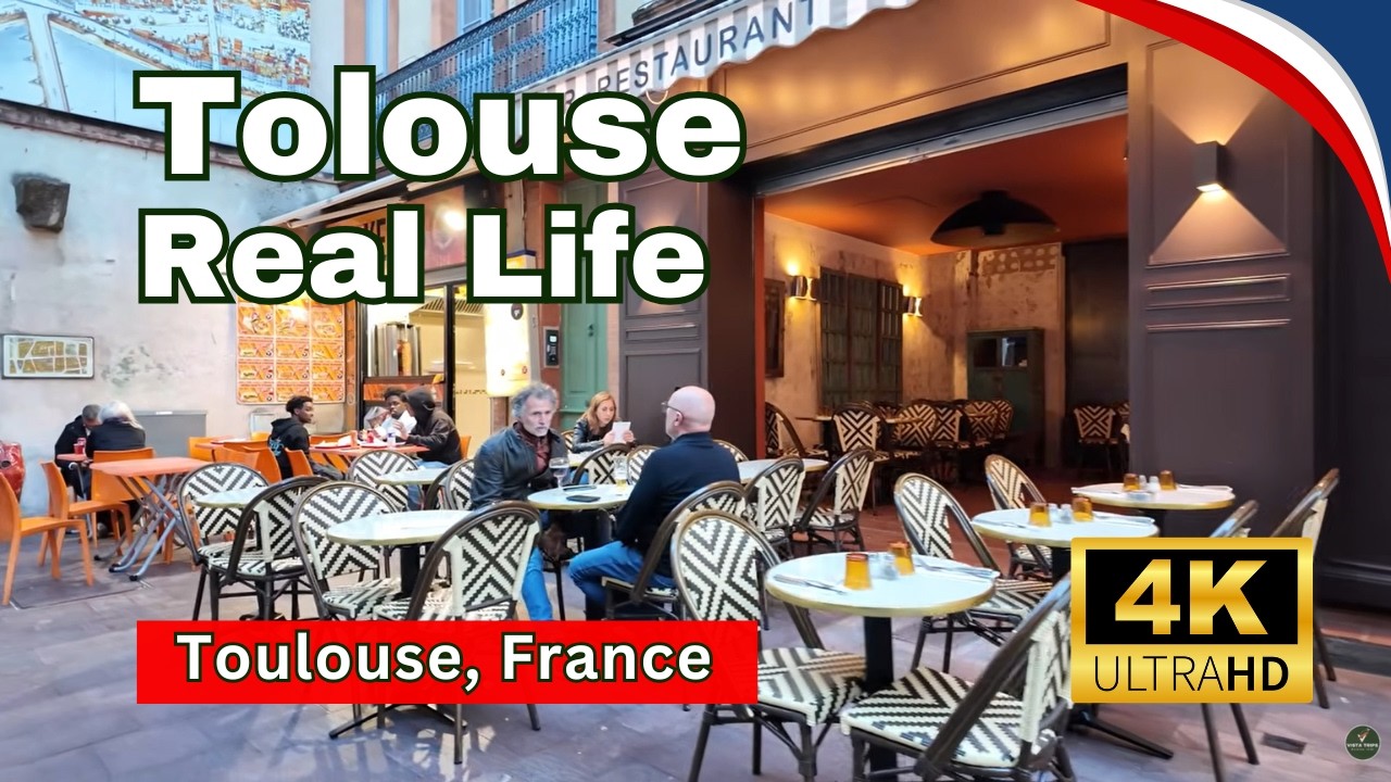 Toulouse Downtown Evening Walk 4K | Golden Hour in the Pink City