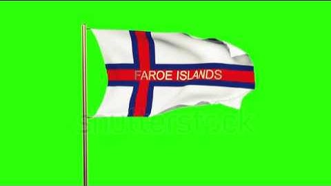 Faroe Islands flag with title waving in the wind. Looping sun rises style. Animation loop Stock