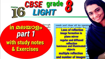 CBSE grade 8 Light in malayalam part 1 with exercise