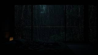 A DARK FOREST BEDROOM ON A CALM RAINY NIGHT (No Ads) 🌧️ Soothing Rain Sounds All Night Long