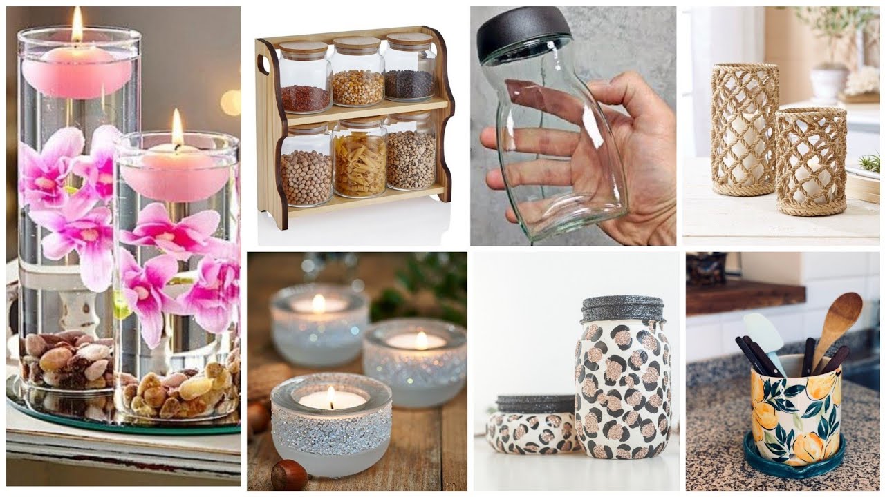 أفكار 💡عندك برطمانات اصنعي ديكورات ومنظمات #قنينات زجاج# recyclage des pots#diy #craft #deco #ideas