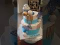 blue and white theme 2tier birthday cake for a cute boy