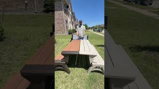 Okay now this bench is a summer must have! #bench #benches #table #picnictables #summer