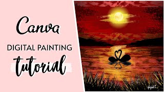 Digital Painting Tutorial for Beginners | Digital Art | Canva | Digital Art Swan Lake