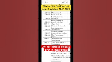 Electronics Engineering sem 3 syllabus NEP 2020 🎯#secondyearengineering