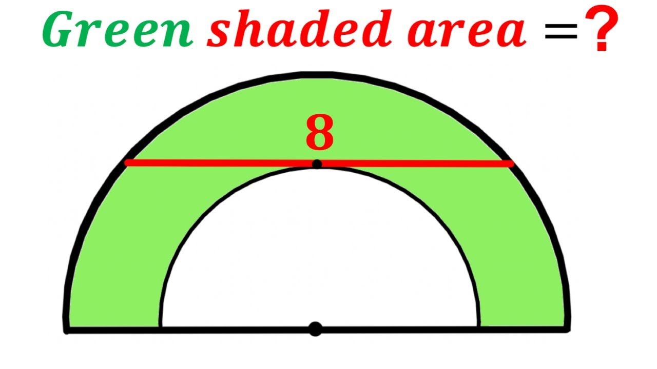 Can you find area of the green shaded region? | (Concentric Semicircles) | #math #maths | #geometry