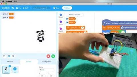 Arduino Accelerometer (ADXL335 / GY-61) to control sprite movement in mBlock 5.