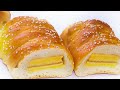 蛋糕夹心面包的简单制作过程/不用手套膜/辫子面包做法/简易面包食谱双口味