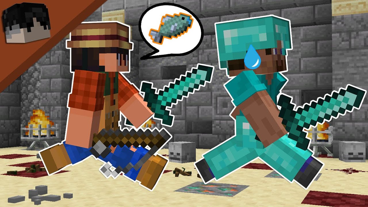 Fisherman Plays Minecraft PvP to get Food