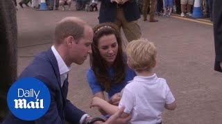 Prince George is very happy with his sticker on trip to Fairford - Daily Mail