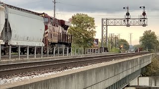 Heritage Unit Knocks Down B&O Signal!  Long Hood Forward On The Bridge, Big Trains With DPU Power!