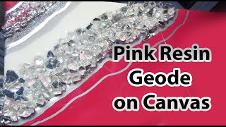 Pink Resin Geode on Canvas FULL Tutorial.  Pink and Silver total sparkle Wall Art :)