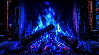 🌌 Blue Fire Fireplace in Dark Room | Peaceful Crackling Flames for Stress Relief & Relaxation