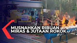 Bea Cukai Musnahkan 14.000 Botol Minuman Keras & 2,7 Juta Batang Rokok Ilegal