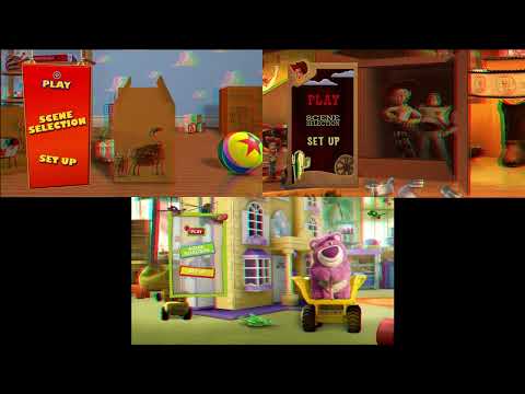 Toy Story 1, 2 and 3 3-D Blu-Ray menus played at once
