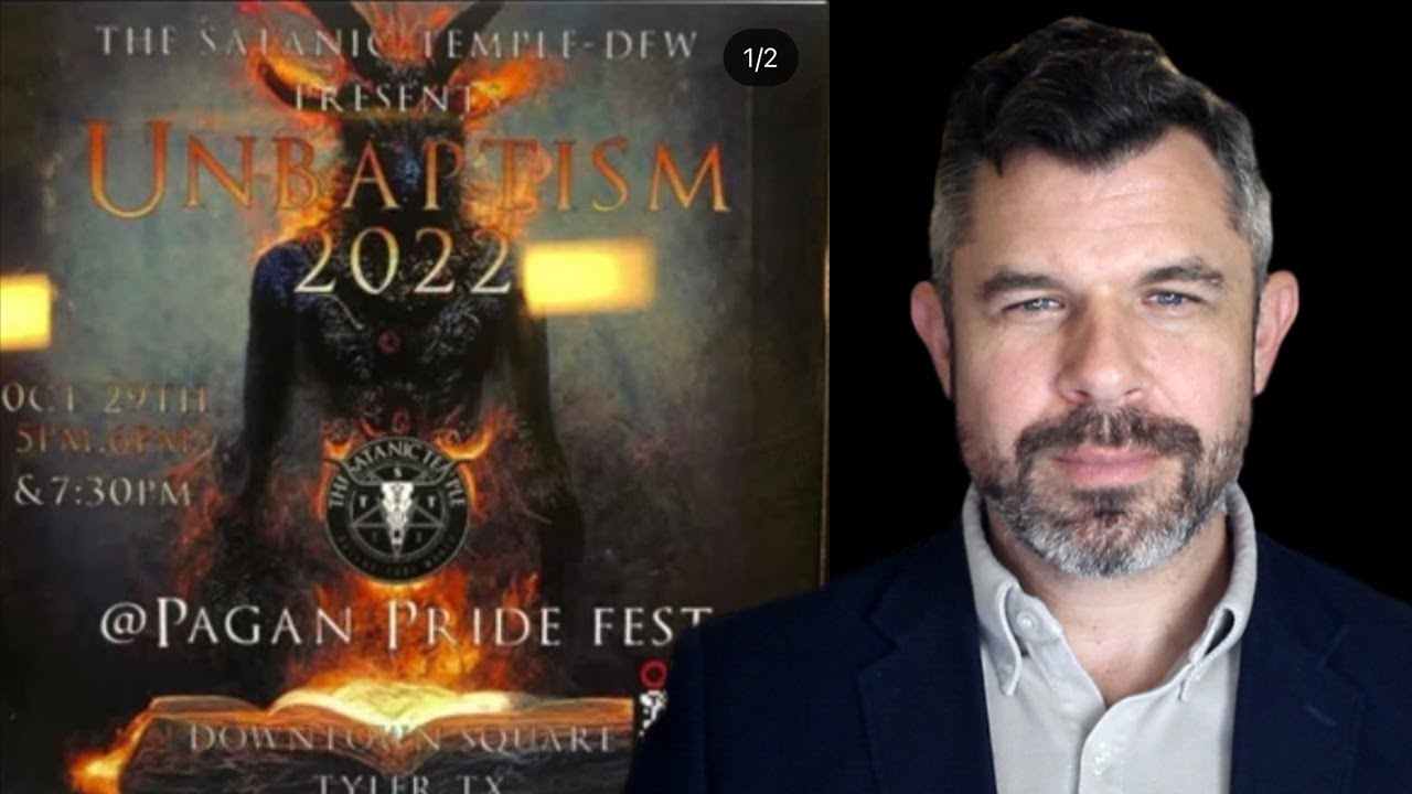 Сатанинский храм проводит мероприятие, посвященное крещению без крещения, в Тайлере, штат Техас: ...