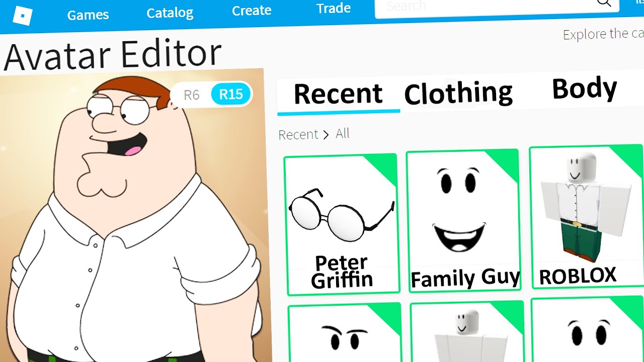 Making Peter Griffin A Roblox Account Youtube - roblox family guy