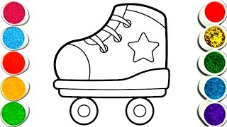 Colorful Roller Skate Drawing easy with Colors for Kids and Toddlers