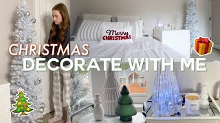 christmas bedroom makeover 2022 🎄 decorate with me, room tour, minimalistic christmas decor