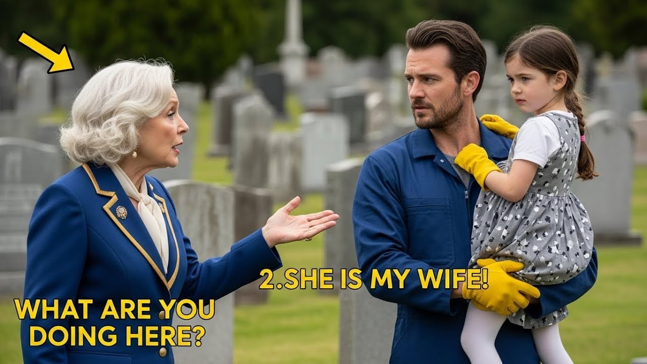 Lonely Billionaire Visits Her Daughter's Grave    and Finds a Janitor Crying There with a Little Gir