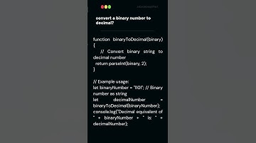 binary number to decimal number ll js interview questions #js #javascriptcode #jsinterviewquedtions