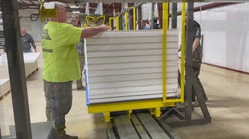 SIP Panels Production Line Gluestream SPL-2 with automatic PUR glue application and pressing