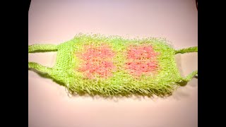 Мочалка крючком на 8 Марта с цветами.Жаккард /Crochet washcloth for March 8 with flowers