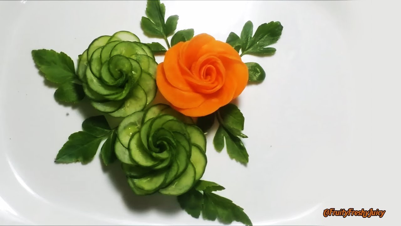 How To Make Cucumber Rose Garnish Cucumber Carrot How To Make Cucumber Rose Garnish Cucumber Carrot