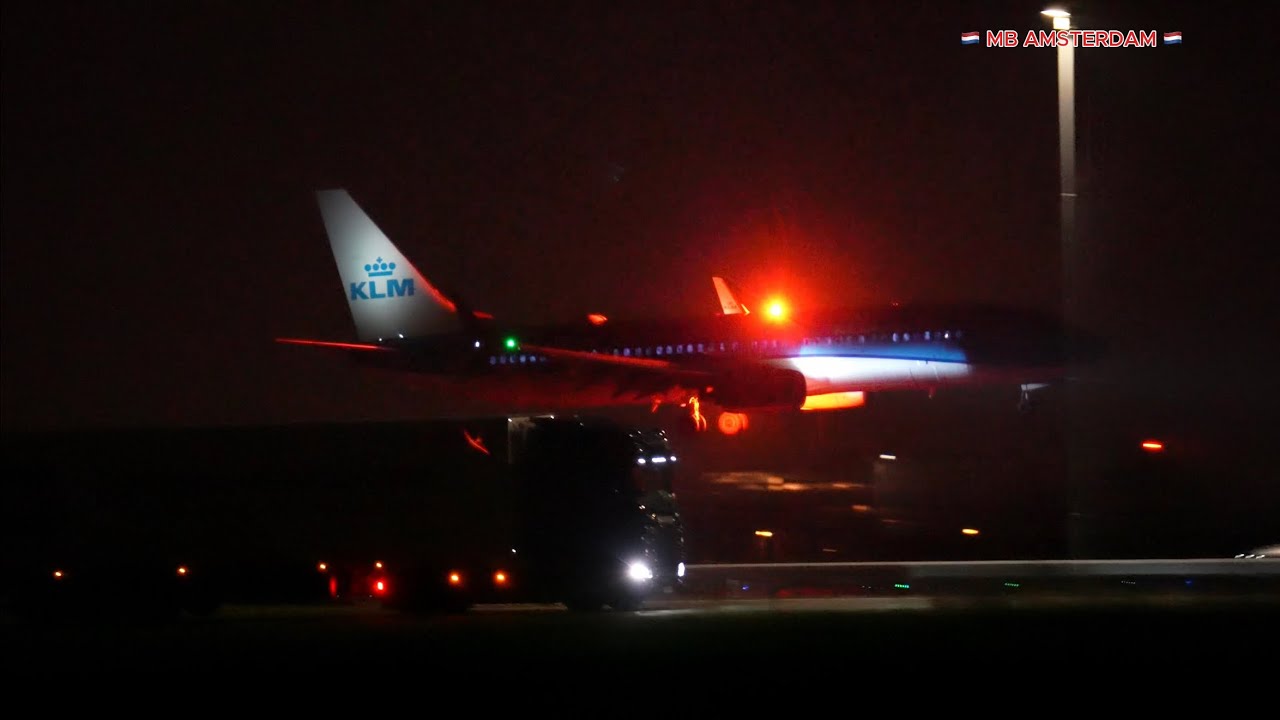 BOEING 737 KLM LANDING AT AMSTERDAM SCHIPHOL AIRPORT PLANE SPOTTING 