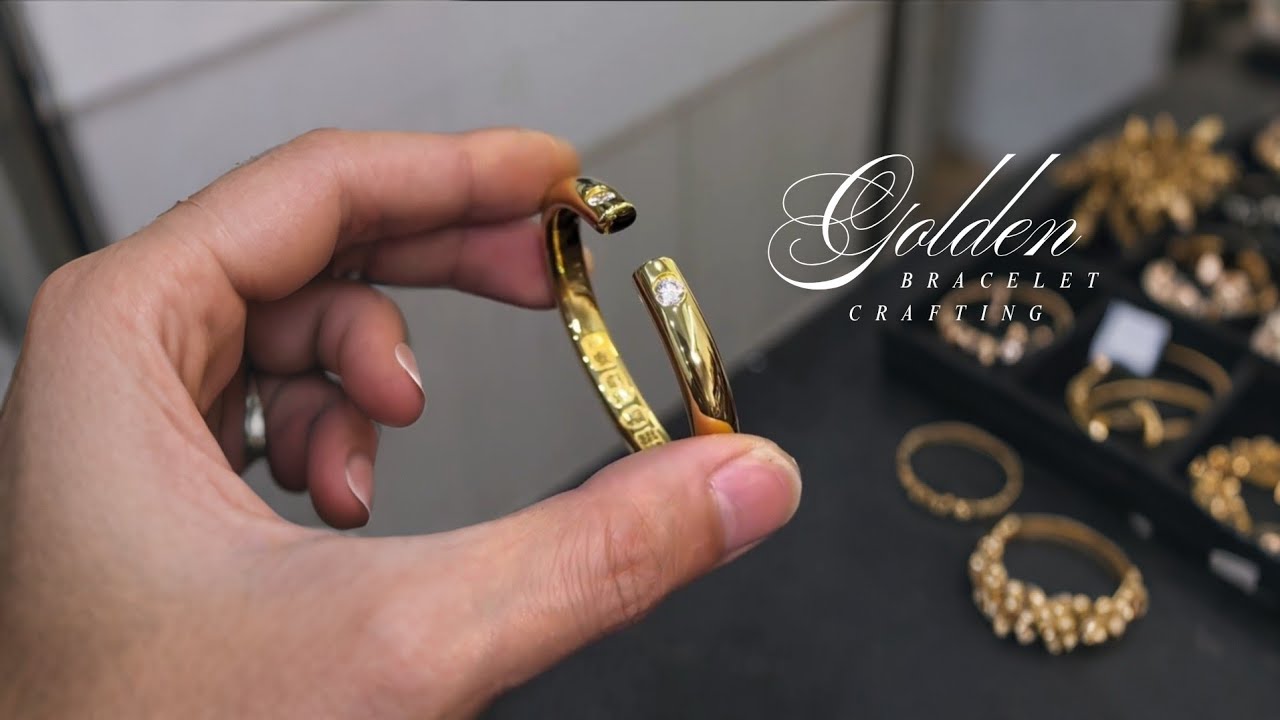 Making a Diamond-Studded Loach-Back Gold Bracelet | High-Gloss Mirror Finish ✨ #shorts #goldbracelet