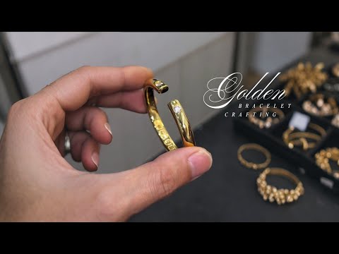 Making a Diamond-Studded Loach-Back Gold Bracelet | High-Gloss Mirror Finish ✨ #shorts #goldbracelet