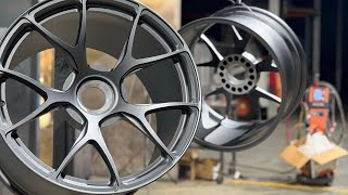 Powder coating a set of 19” aluminum wheels