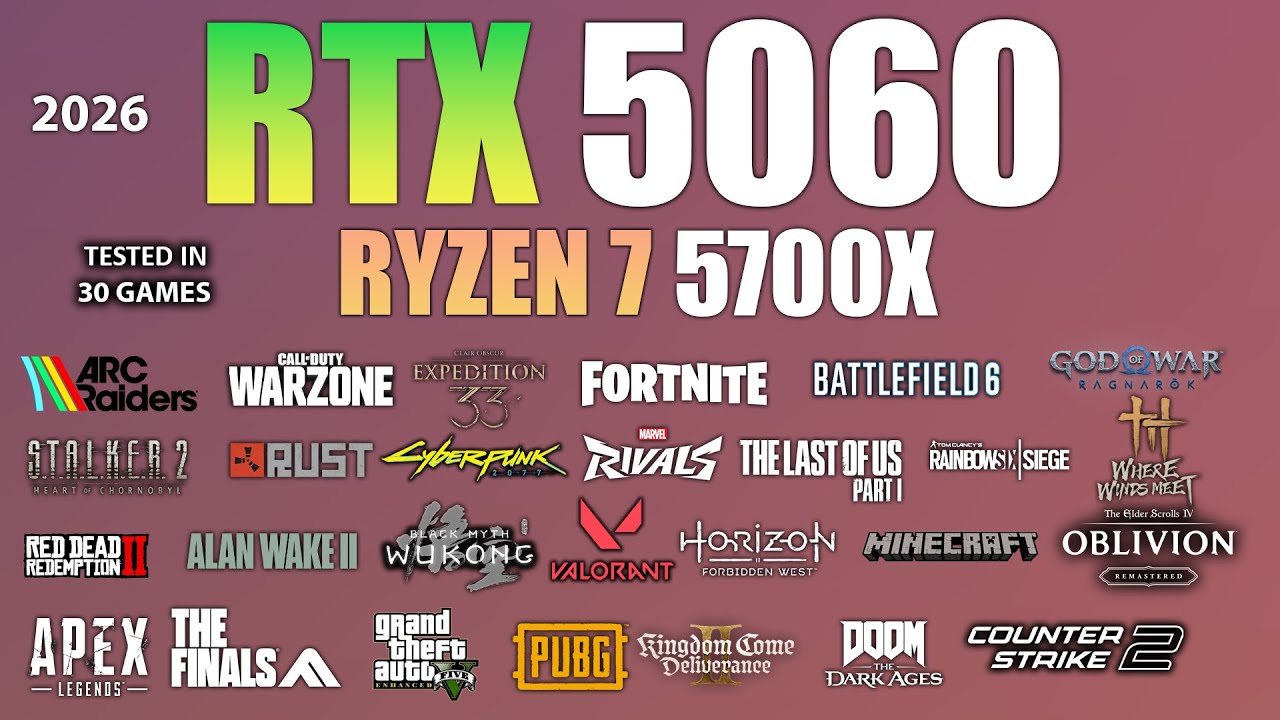 Ryzen 7 5700X + RTX 5060 : Test in 30 Games In 2026 - YouTube