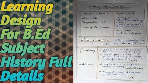 Learning Design For B.Ed Subject History(English Version)Full Details in HINDI एक ही बार में ही सीखे