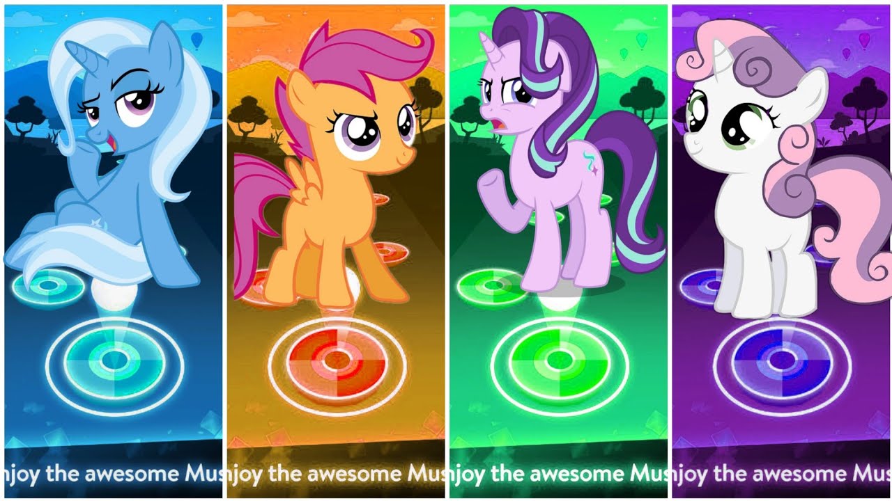 Trixie mlp VS scootaloo VS starlight glimmer VS sweetie Belle - Tiles hop edm rush 