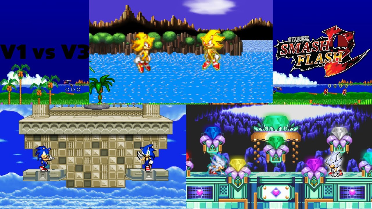 SSF2 Mods: Revamped Sonic V1 vs V3