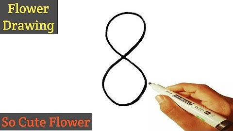 How to draw a cute flower very easy from number 8 | How to draw a simple flower design from number 8