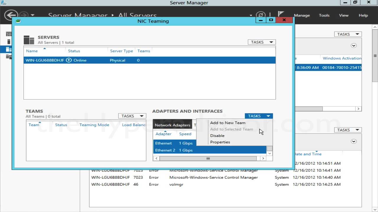 Windows Server 12 Nic Teaming Youtube