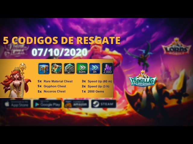 Mais Um Código de Resgate pra Nós! Lords Mobile 