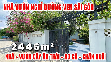 NHÀ VƯỜN NGHỈ DƯỠNG VEN SÀI GÒN rộng 2446m2 + vườn cây ăn trái + ao cá + chăn nuôi , cách ql1a 900m