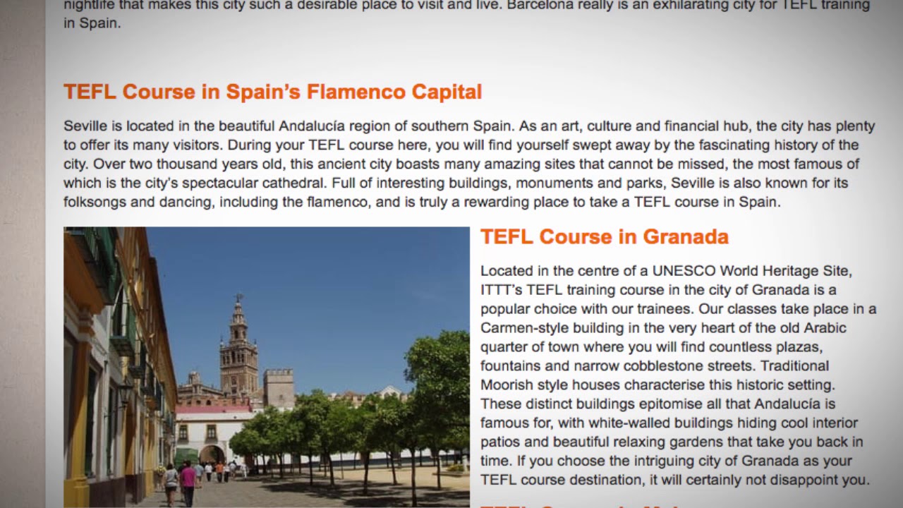 TEFL / TESOL Course in Spain | Teach & Live abroad! - YouTube