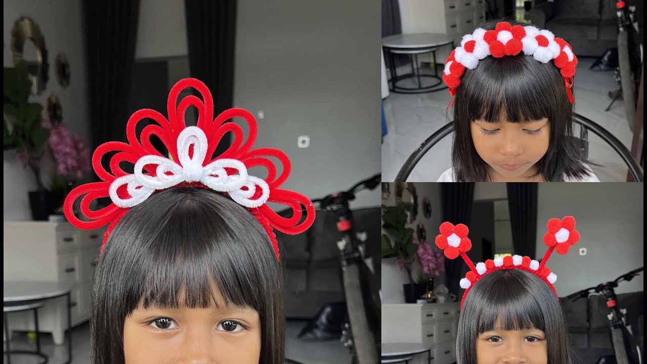 3 Tutorial bando merah putih dari kawat bulu dan Pom - Pom