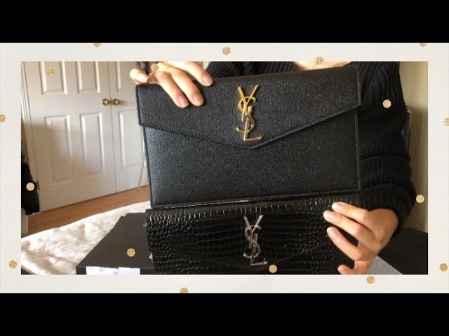 YSL UPTOWN POUCH IN CROCODILE EMBOSSED SHINY LEATHER