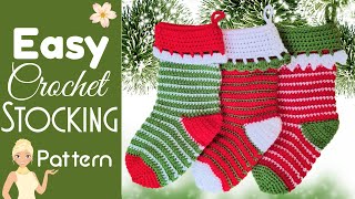 Easy Crochet Christmas Stockings Pattern  Christmas Crochet Stocking