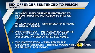 Evansville sex offender sentenced to prison for using Instagram to prey on kids