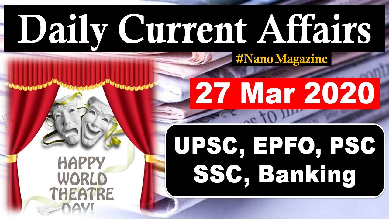 27 March Daily Current Affairs 2020 | The Hindu | PIB News in Hindi By Veer | Nano Magazine | SLV